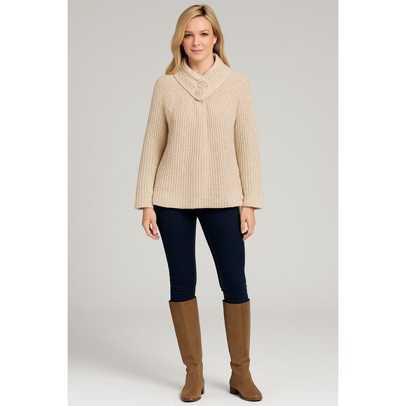 Spring + Mercer Tan Chunky Cardigan Sweater Size Large Cozy Knit Fall Layering - Picture 1 of 7
